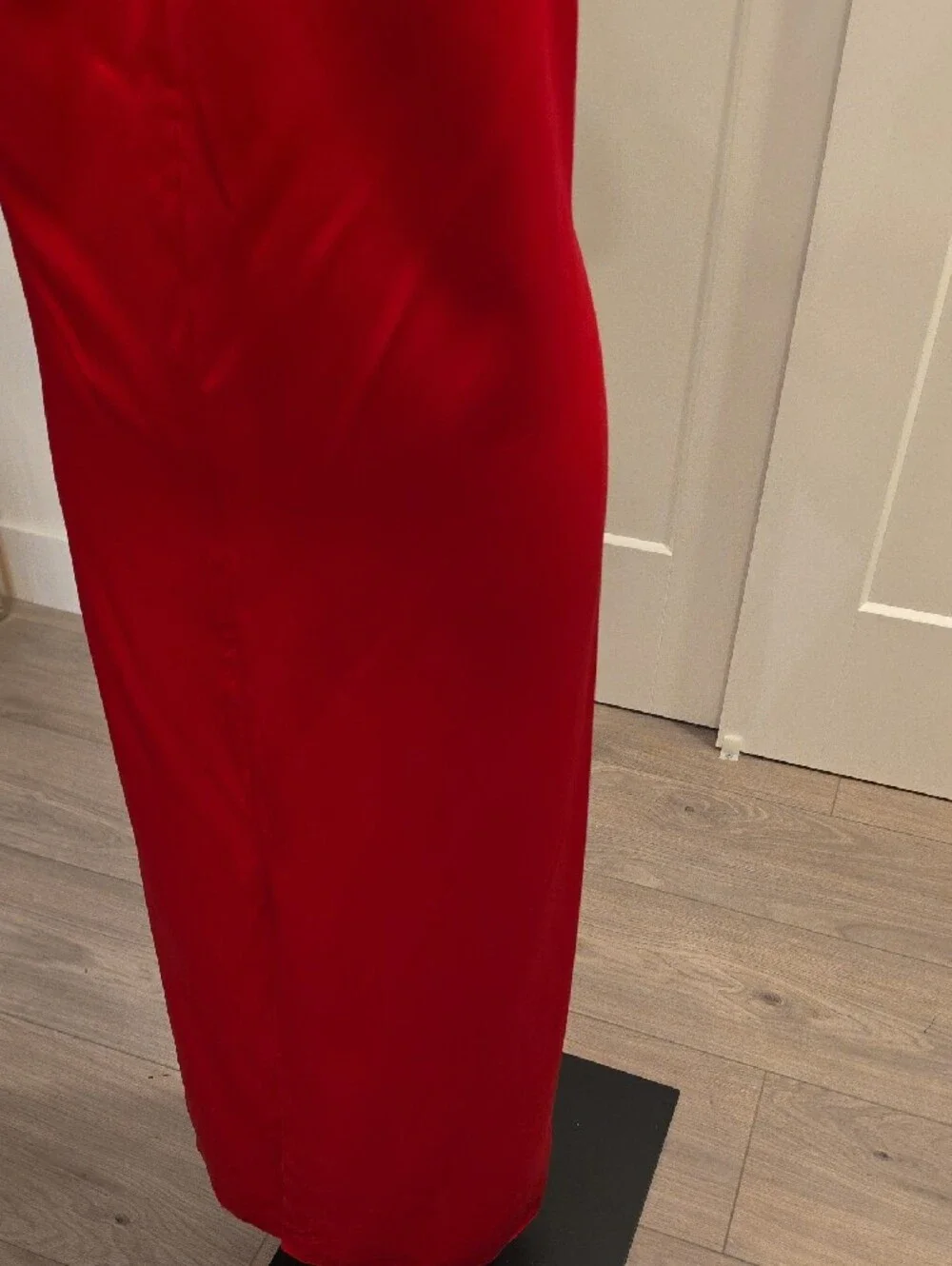 Jeannene Booher vintage Strapless silk Red Midi Dress w/Front Knot size 12 EUC